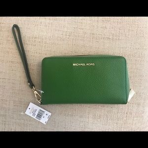 Michael Kors Green wristlet/wallet